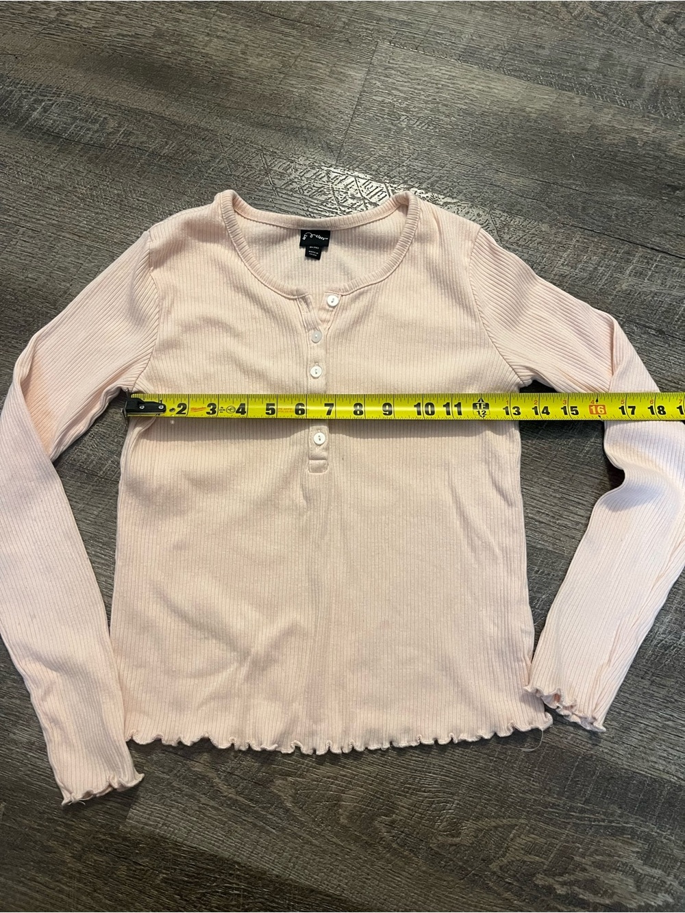 art class Pale Pink Long Sleeve Ribbed Henley